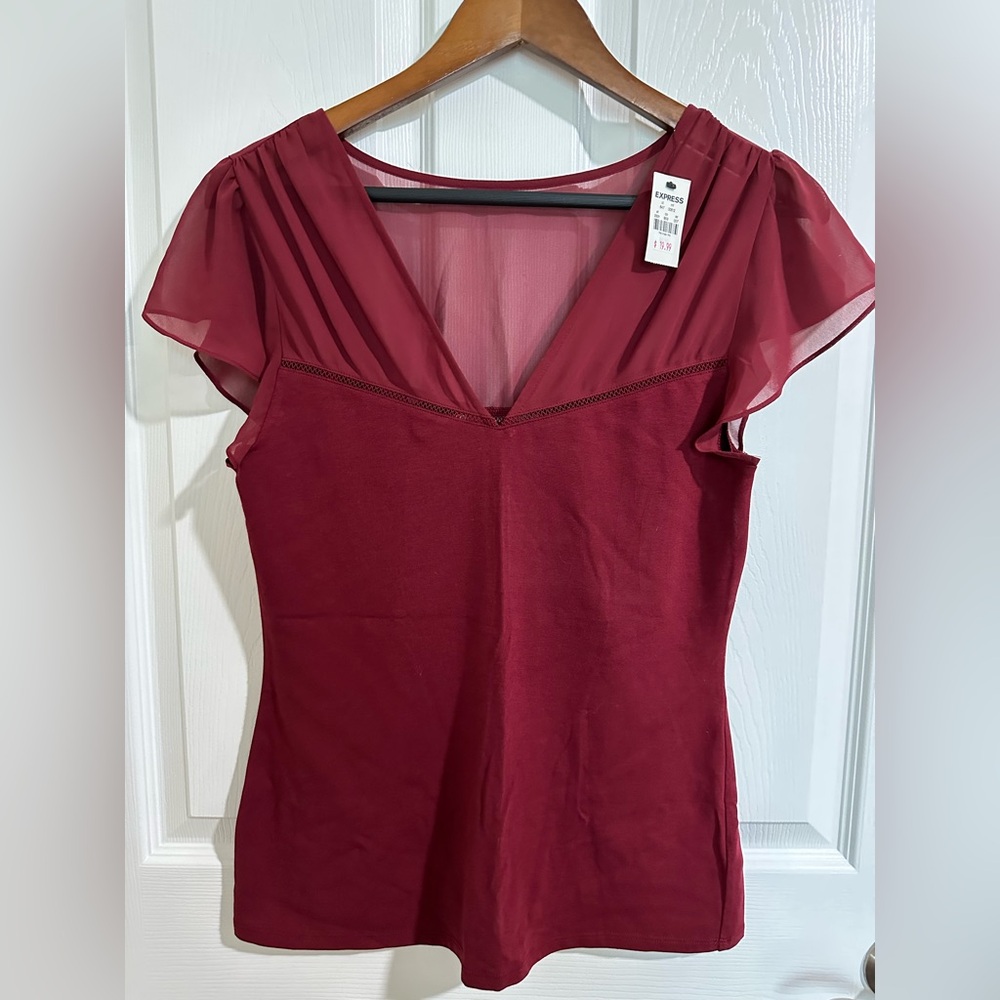 Elegant Burgundy V-Neck Women's Top
